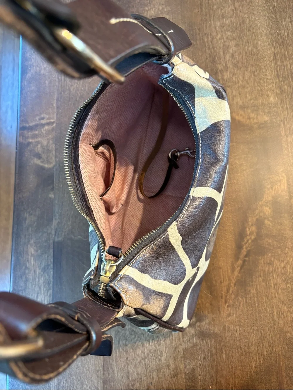 Dooney & Bourke Brown and Cream Giraffe-Print Shoulder Bag